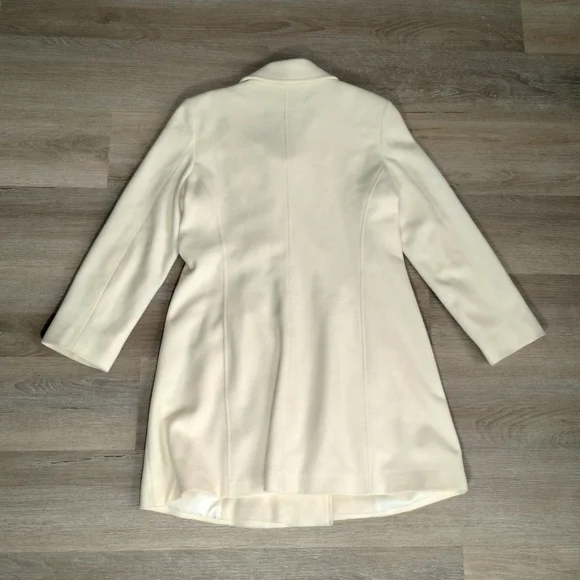 Vintage Anne Klein AK Cream Wool Coat Medium Double Breasted Quite Luxury Y2K - Picture 5 of 9